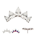 Teardrop CZ 5-Cluster Fan Prong-Set Threadless Earring / Nosering – Titanium