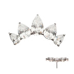 Teardrop CZ 5-Cluster Fan Shape Threadless Earring / Nosering Top – CZ & Titanium