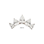 Teardrop CZ 5-Cluster Fan Shape Threadless Earring / Nosering Top – CZ & Titanium
