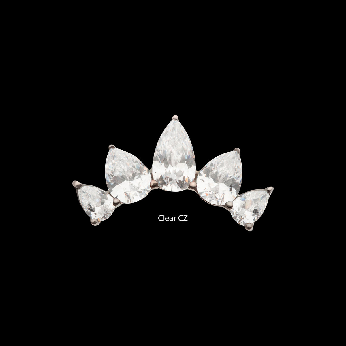 Teardrop CZ 5-Cluster Fan Shape Threadless Earring / Nosering Top – CZ & Titanium