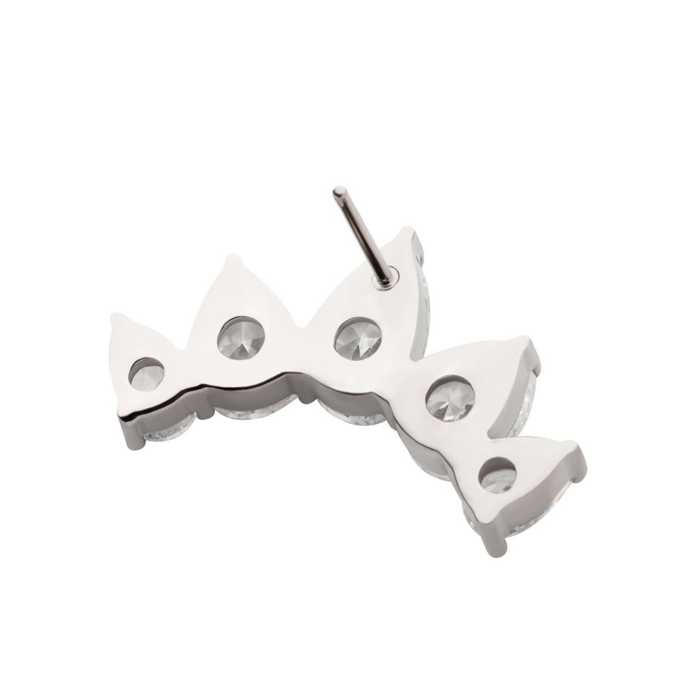 Teardrop CZ 5-Cluster Fan Prong-Set Threadless Earring / Nosering – Titanium