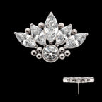 5-Cluster Prong Set Marquise CZ with Beads & Bezet Set Round CZ Flatback Stud Earring / Nosering - CZ in Titanium