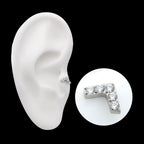 Prong Set 5 Round CZ Chevron Shape Flatback Stud Earring / Nosering - CZ in Titanium