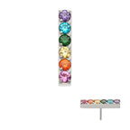 Rainbow CZ 6-Cluster Bar Prong-Set Threadless Earring / Nosering – Titanium