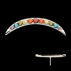 Multicolor CZ Curved Bar Flatback Stud Earring / Nosering - CZ in Titanium