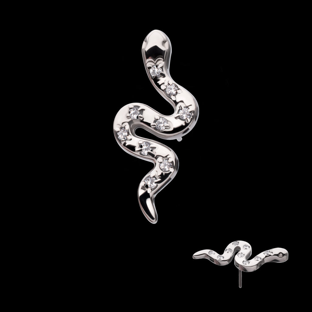 Prong Set 9-Gem Snake Flatback Stud Earring / Nosering - Gem in Titanium