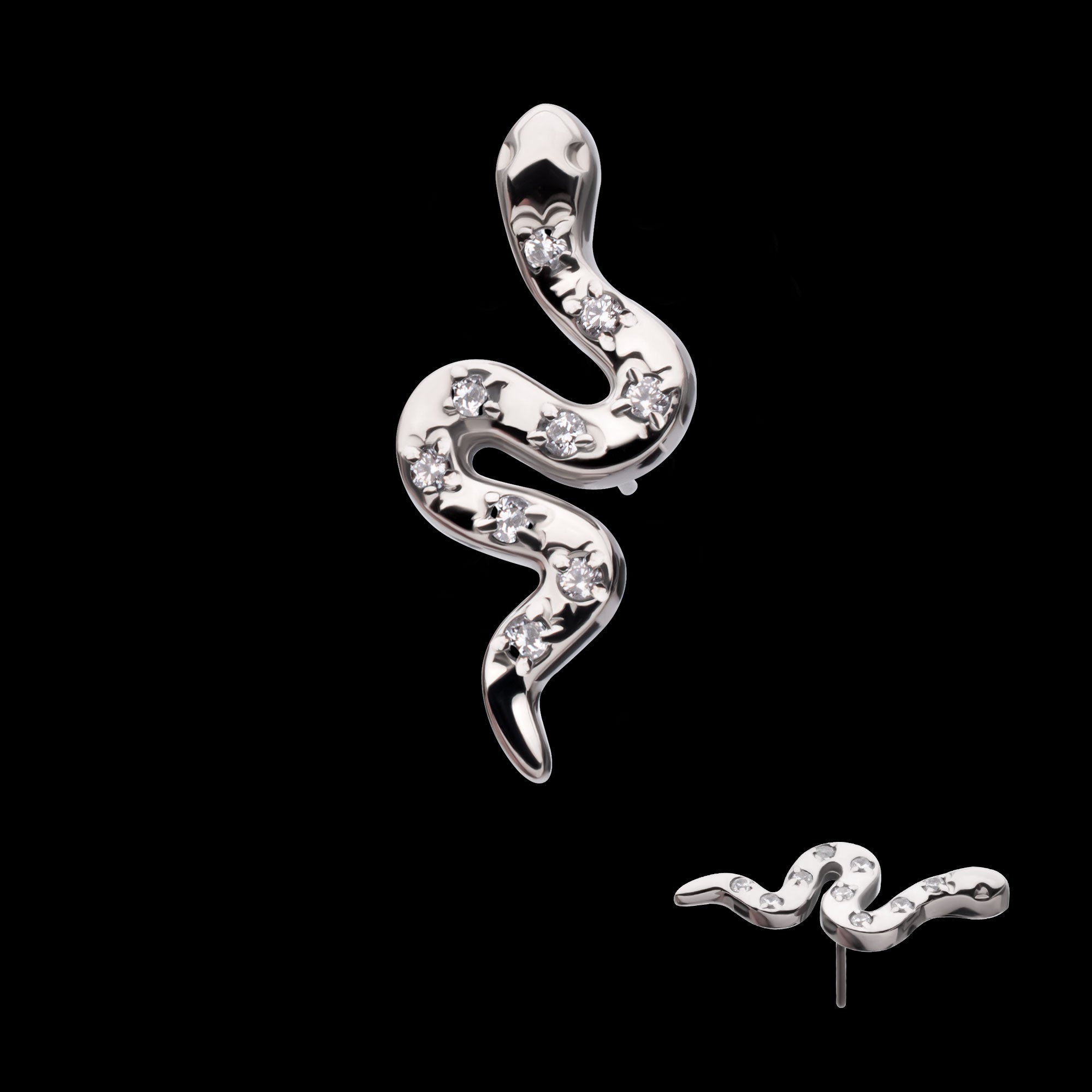 Prong Set 9-Gem Snake Flatback Stud Earring / Nosering - Gem in Titanium