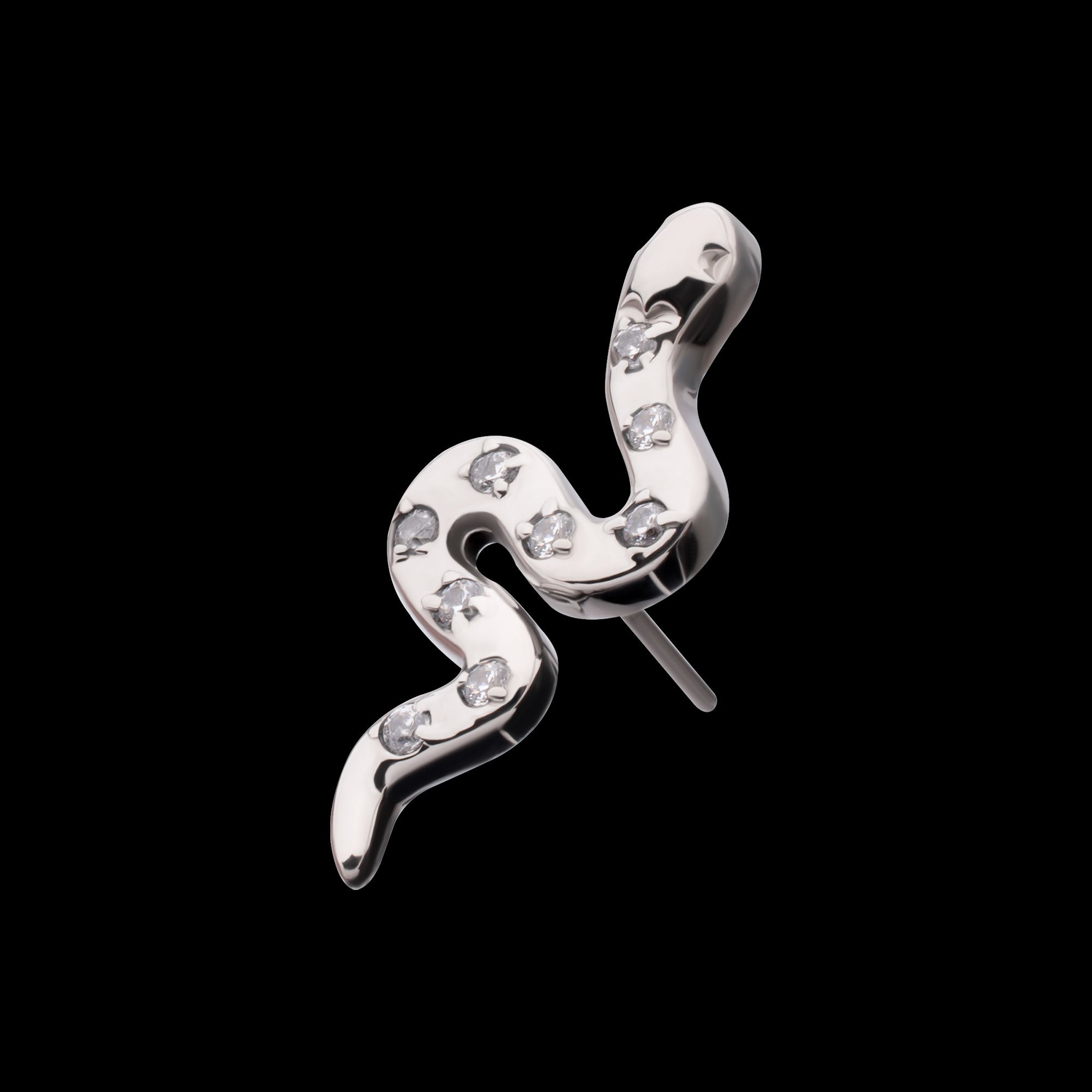 Prong Set 9-Gem Snake Flatback Stud Earring / Nosering - Gem in Titanium