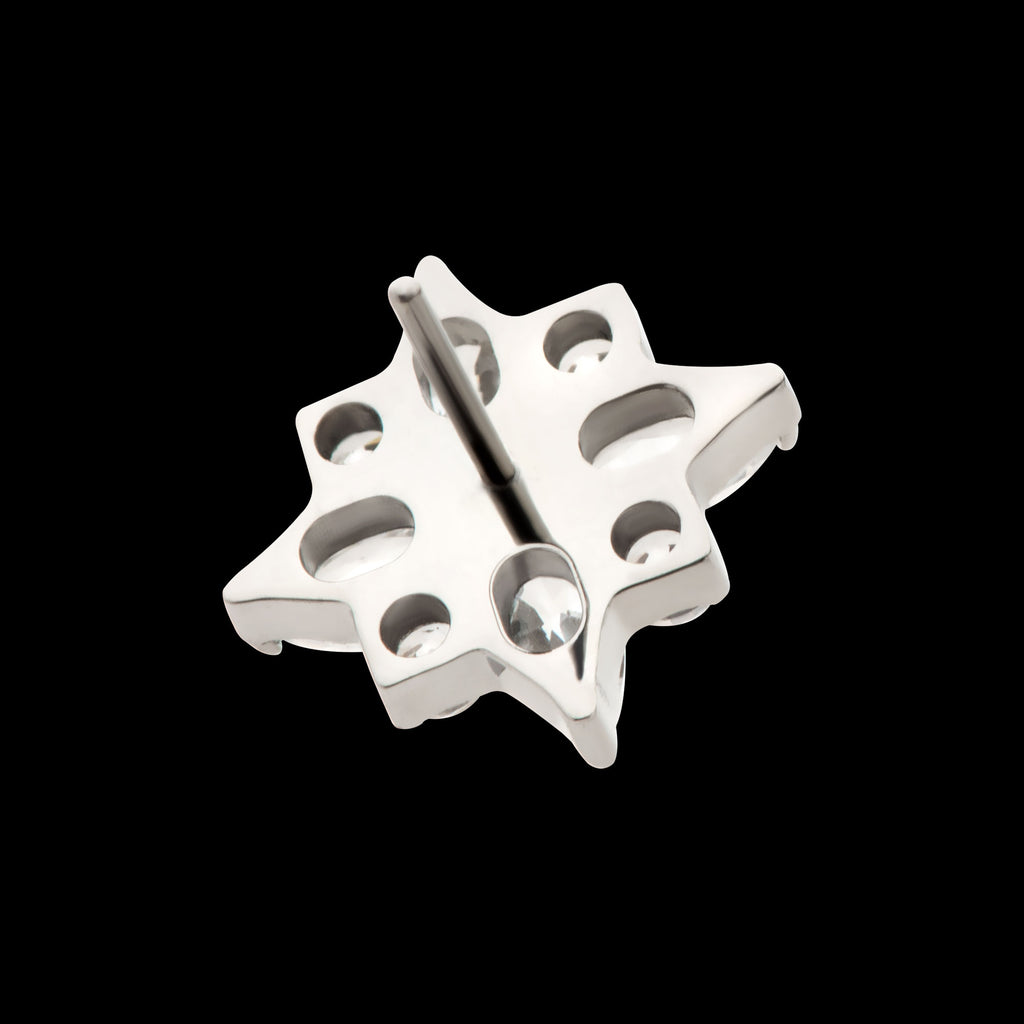 4 Marquise & 4 Round CZ Flower Shape Flatback Stud Earring / Nosering - CZ in Titanium