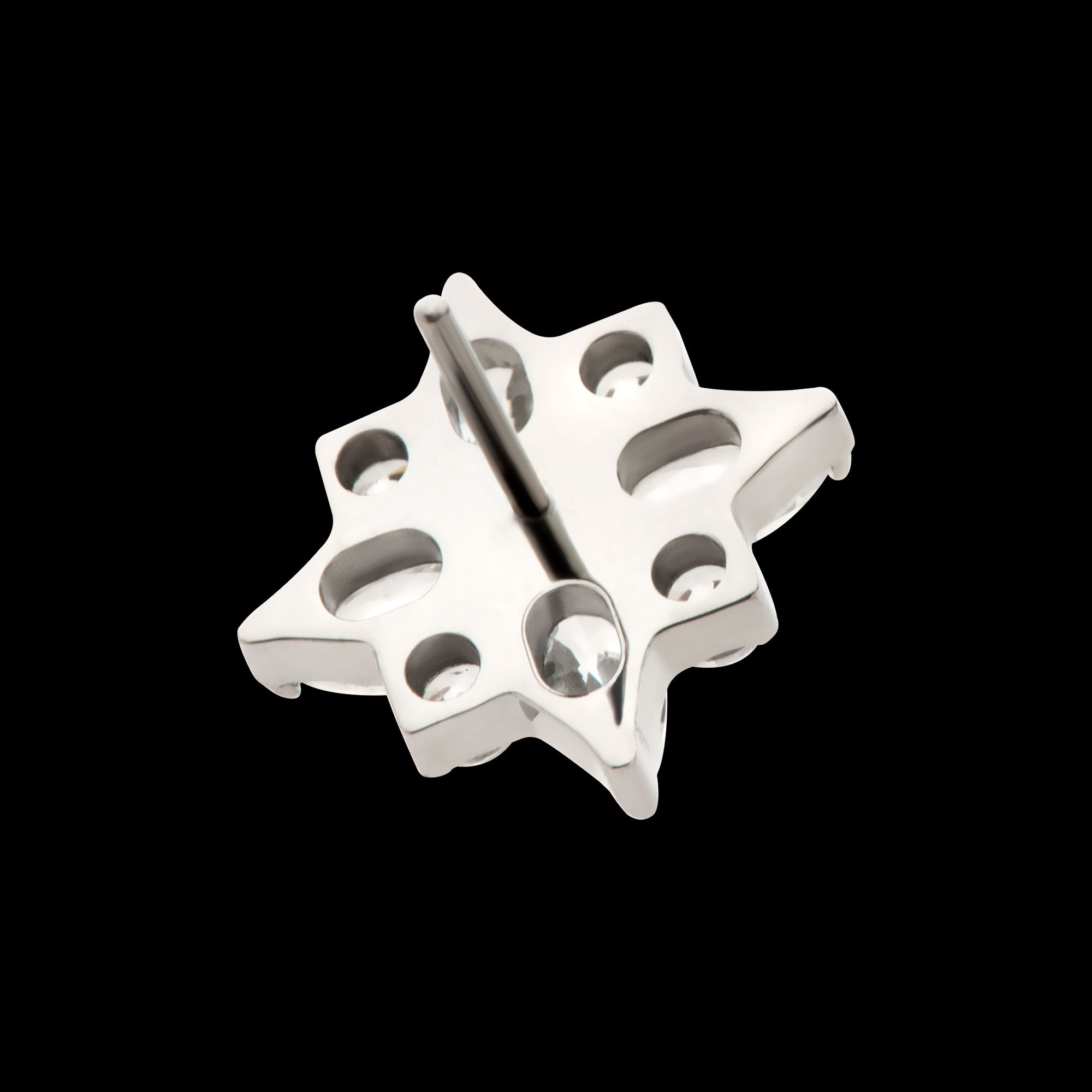 4 Marquise & 4 Round CZ Flower Shape Flatback Stud Earring / Nosering - CZ in Titanium