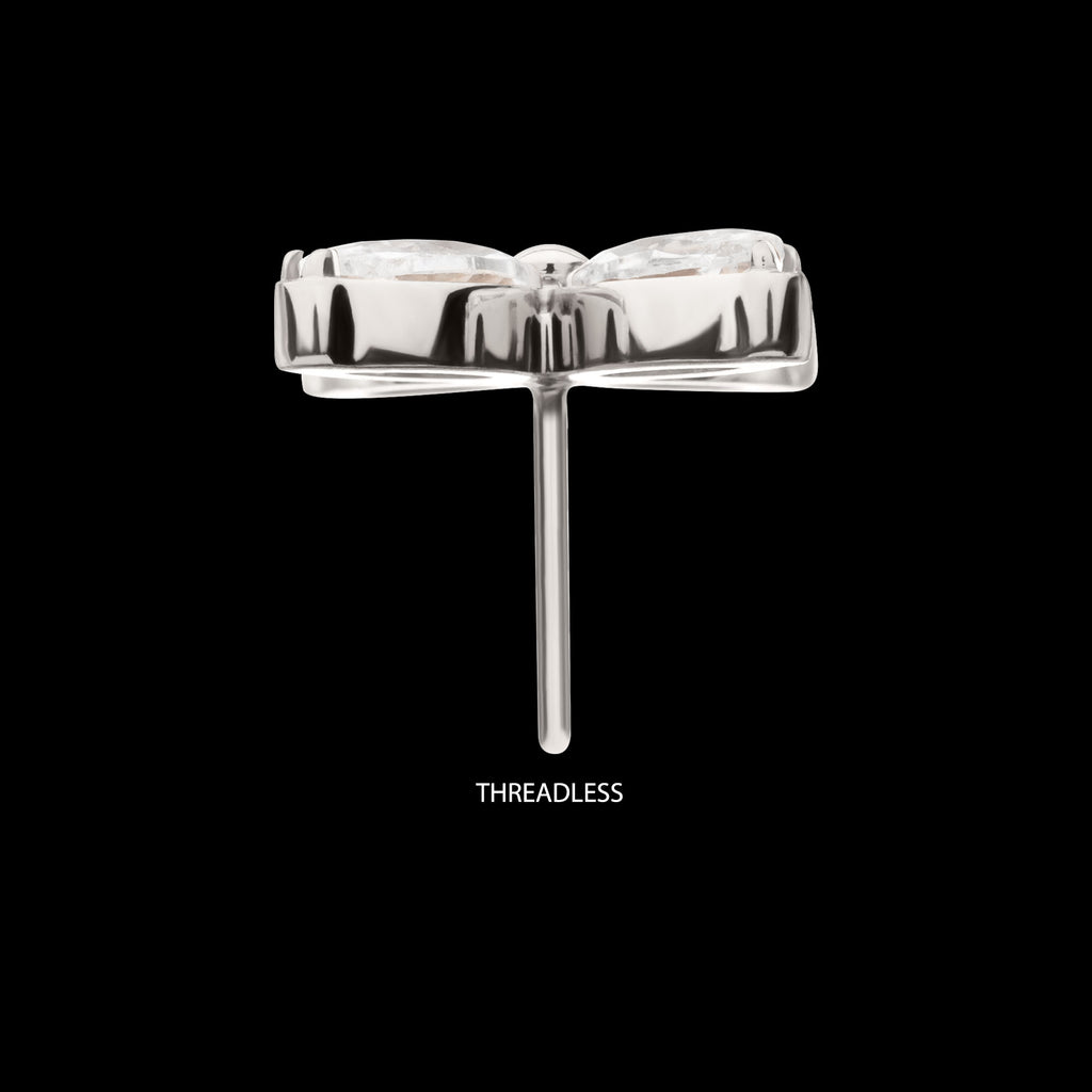 4-Marquise Flower Gem Flatback Stud Earring / Nosering - Gem in Titanium