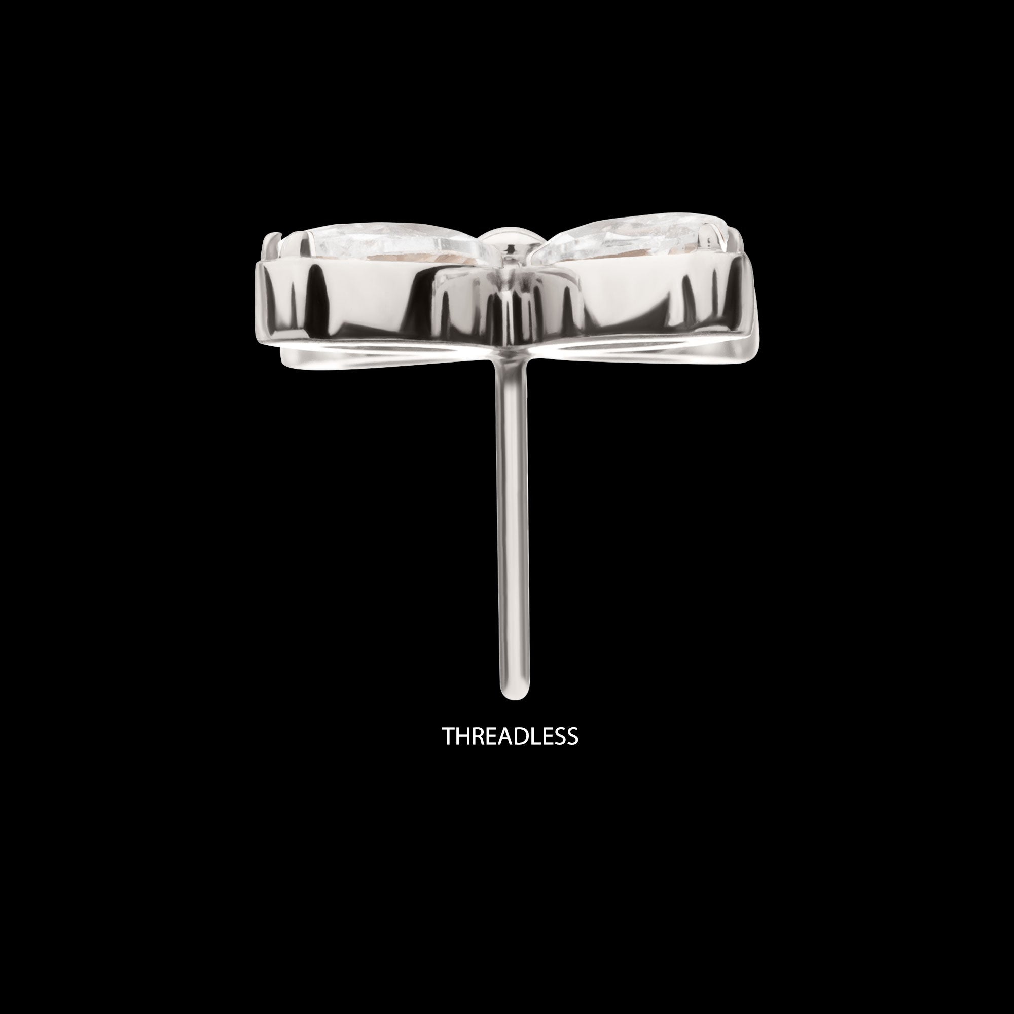 4-Marquise Flower Gem Flatback Stud Earring / Nosering - Gem in Titanium