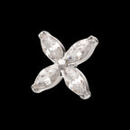 4-Marquise Flower Gem Flatback Stud Earring / Nosering - Gem in Titanium