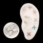 4-Marquise Flower Gem Flatback Stud Earring / Nosering - Gem in Titanium