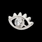 2mm Bezel Set Round CZ Gem Evil Eye Flatback Stud Earring / Nosering - CZ in Titanium