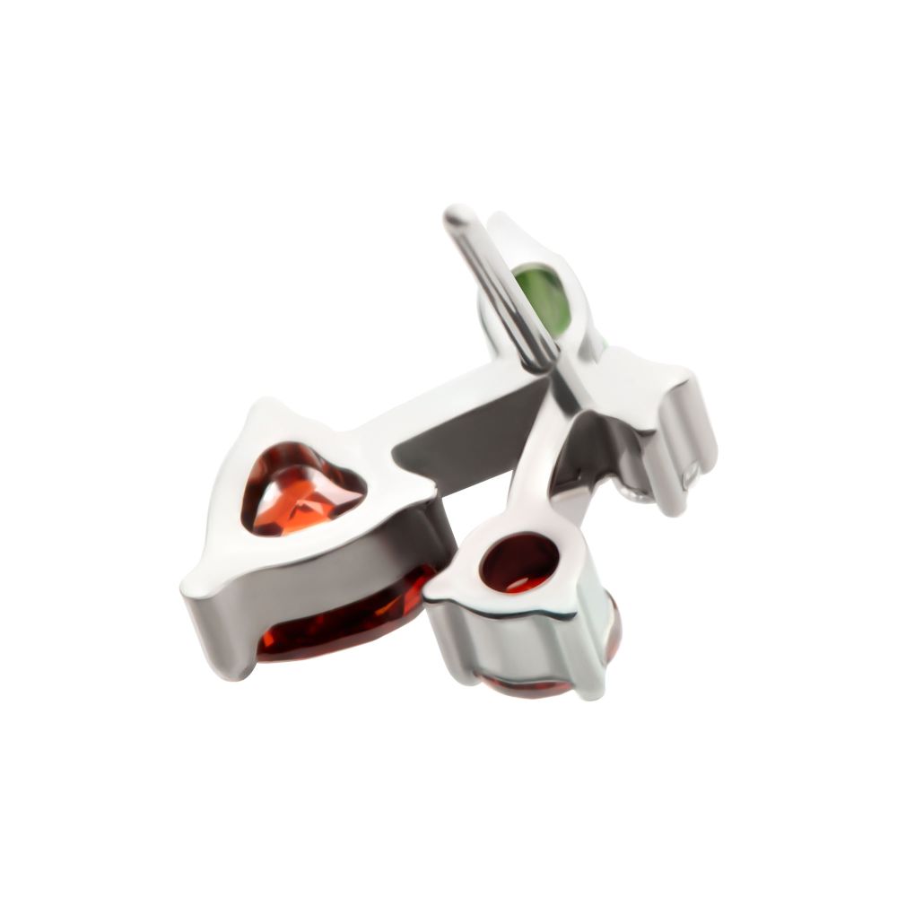 Multi Gem Cherry Threadless Earring / Nosering Top – Titanium