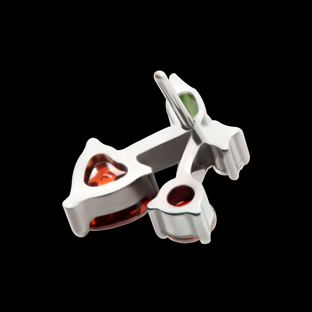 Multi Gem Cherry Threadless Earring / Nosering Top – Titanium