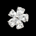 Prong Set CZ Gem 5-Petal Flower Flatback Stud Earring / Nosering - CZ in Titanium