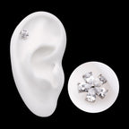 Prong Set CZ Gem 5-Petal Flower Flatback Stud Earring / Nosering - CZ in Titanium
