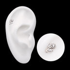 Prong Set Round & Marquise CZ Gem Rose Flower Flatback Stud Earring / Nosering - CZ in Titanium