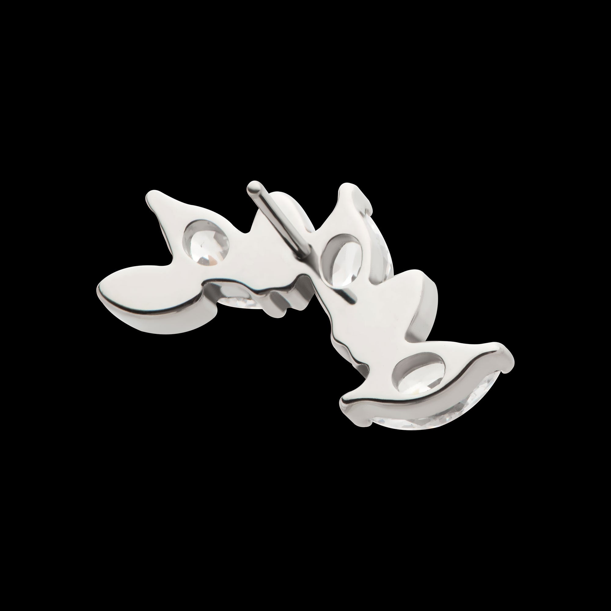 Oscillating Marquise CZ Gem 6-Cluster Flatback Stud Earring / Nosering - CZ in Titanium