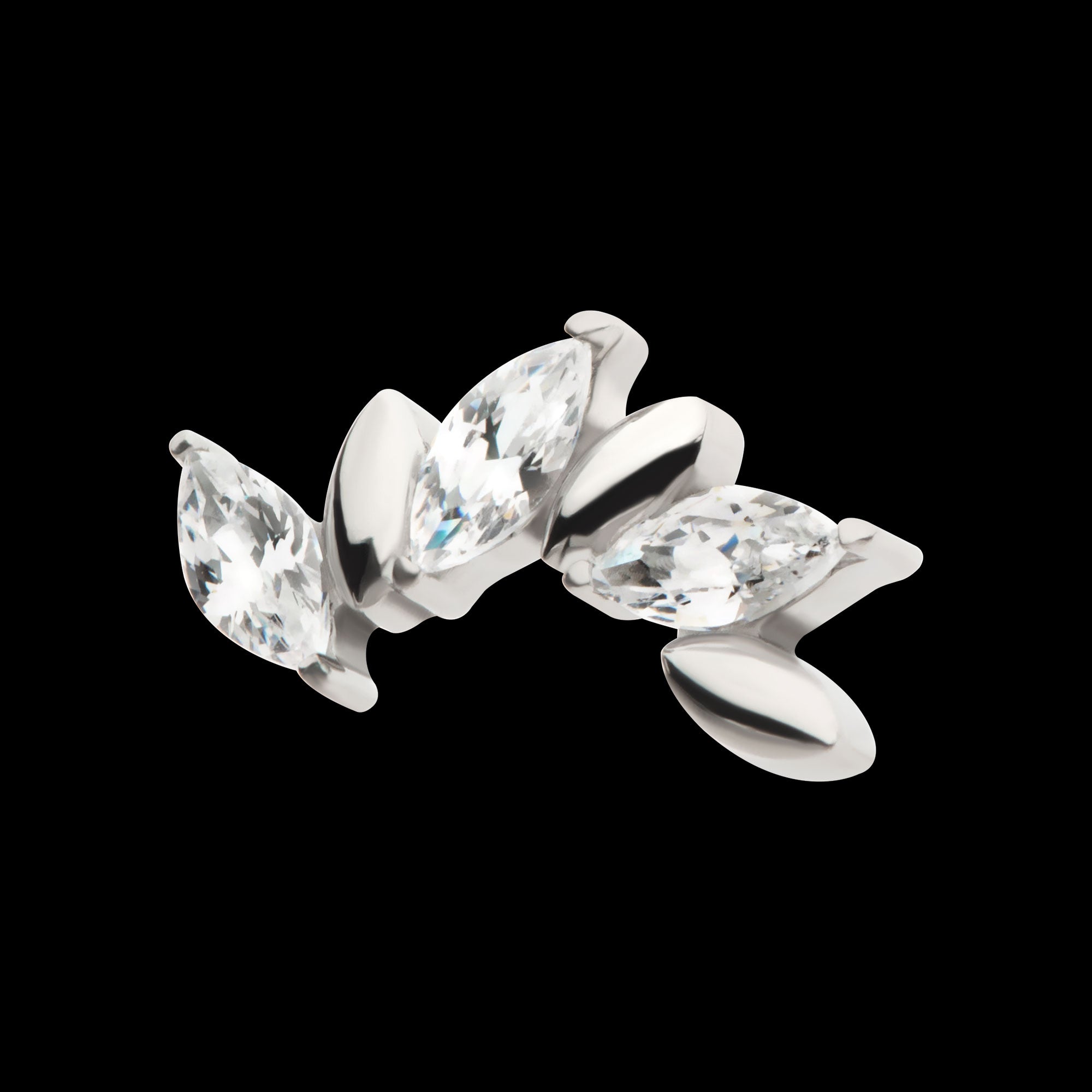Oscillating Marquise CZ Gem 6-Cluster Flatback Stud Earring / Nosering - CZ in Titanium