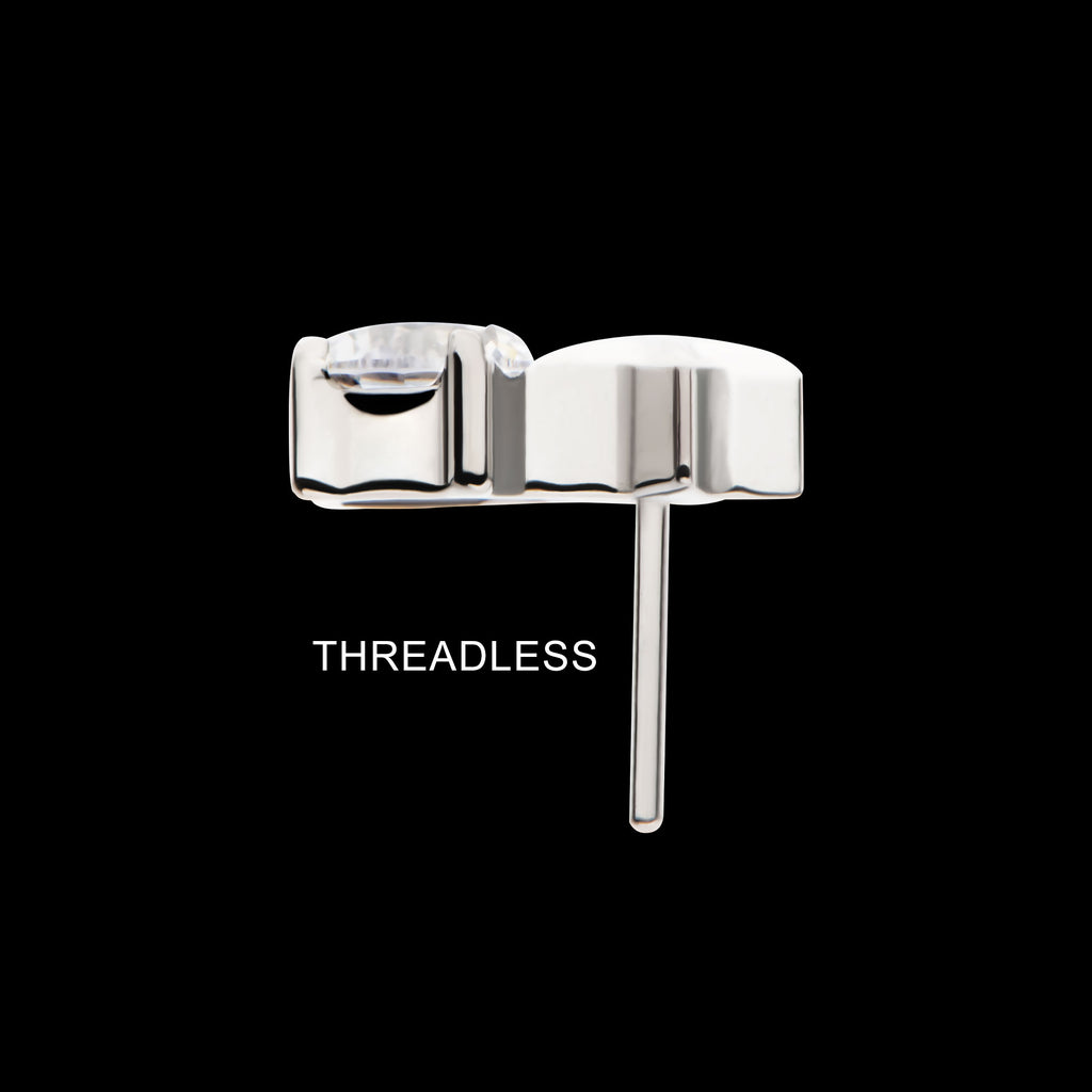 Star with Prong Set Round CZ Flatback Stud Earring / Nosering - CZ in Titanium