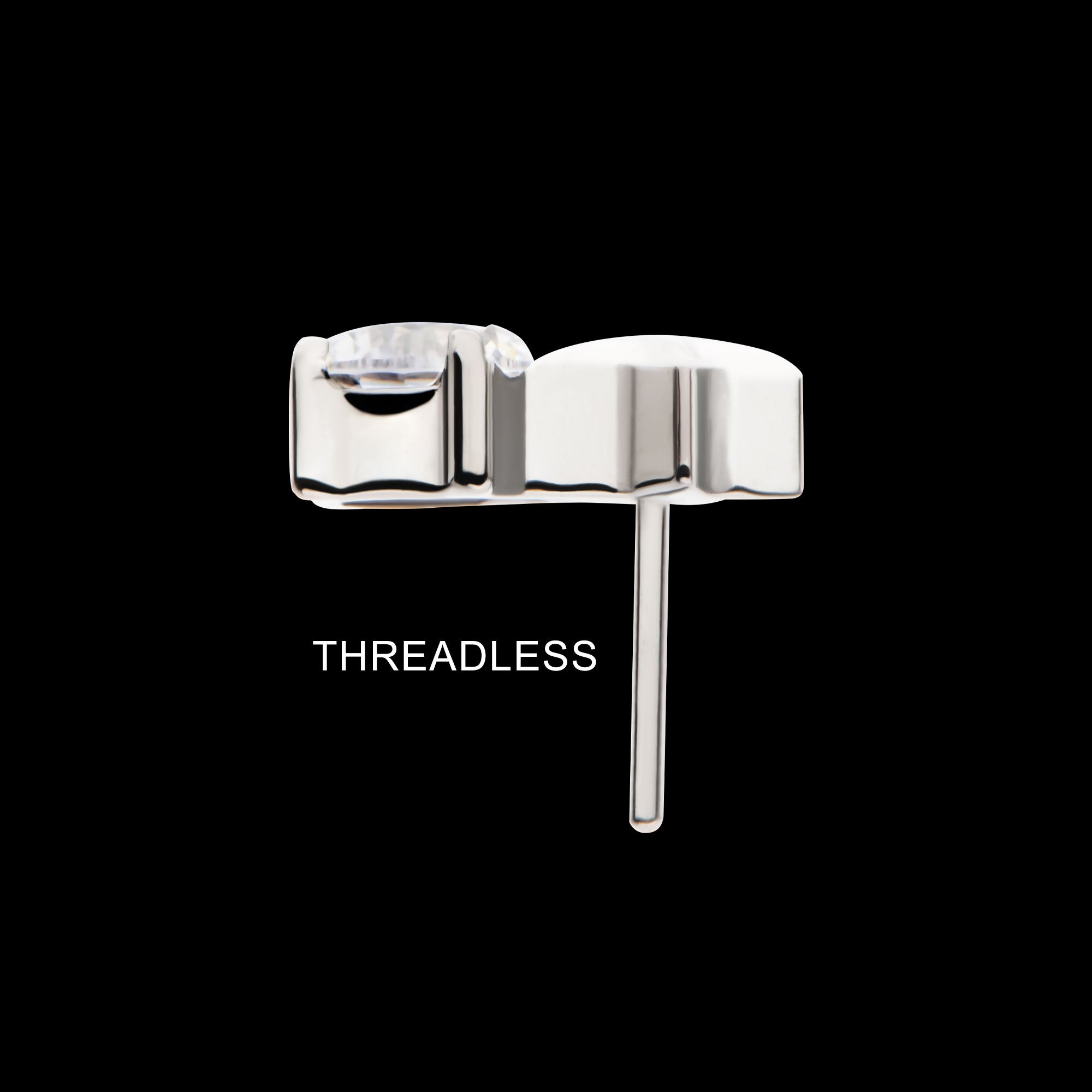 Star with Prong Set Round CZ Flatback Stud Earring / Nosering - CZ in Titanium