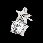 Star with Prong Set Round CZ Flatback Stud Earring / Nosering - CZ in Titanium