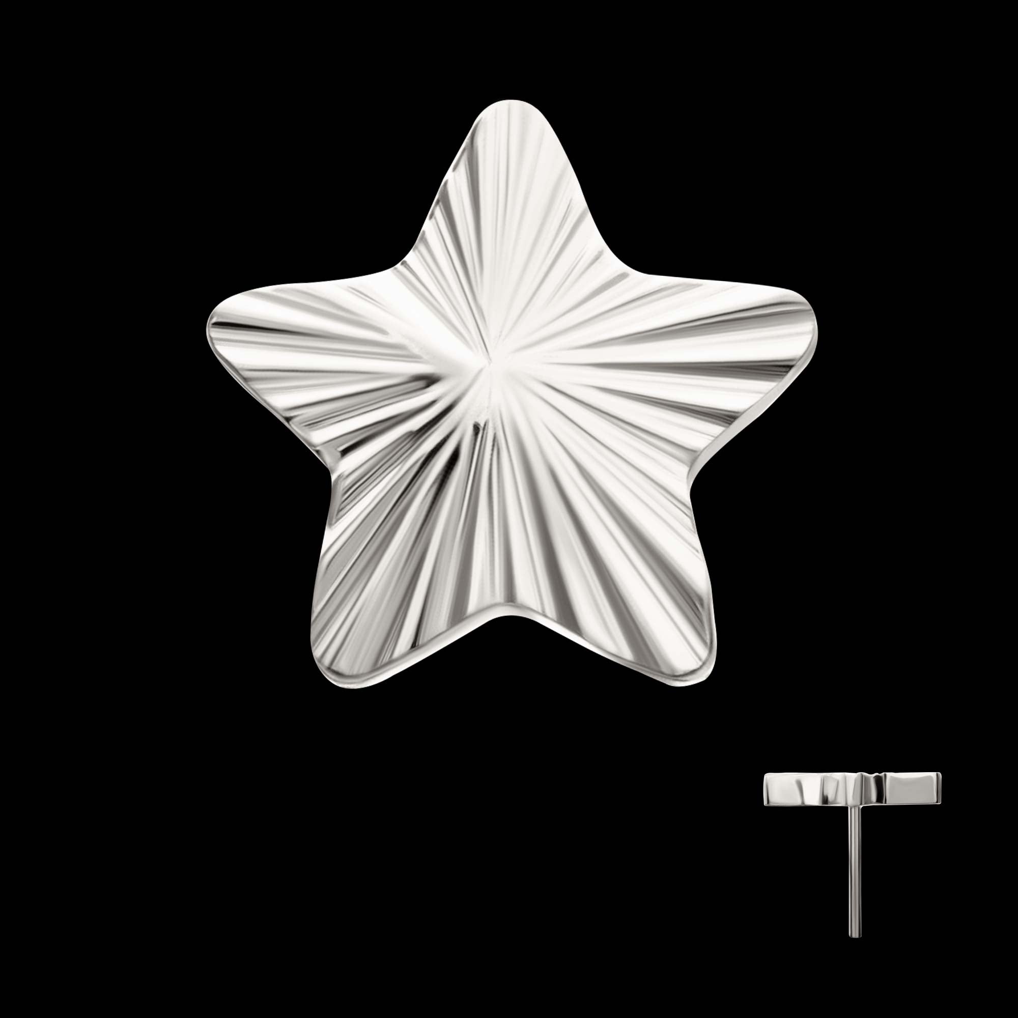 Corrugated Star Flatback Stud Earring / Nosering - Titanium