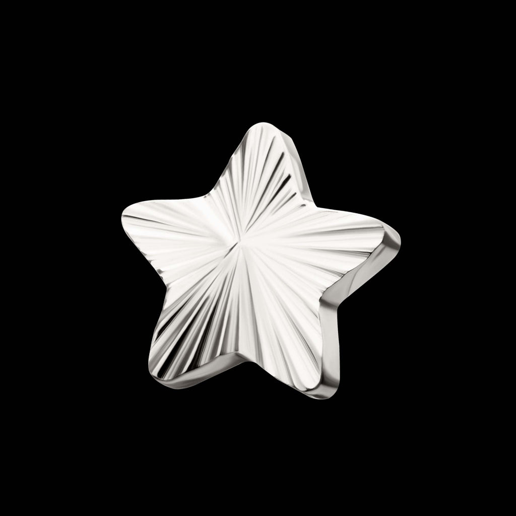 Corrugated Star Flatback Stud Earring / Nosering - Titanium