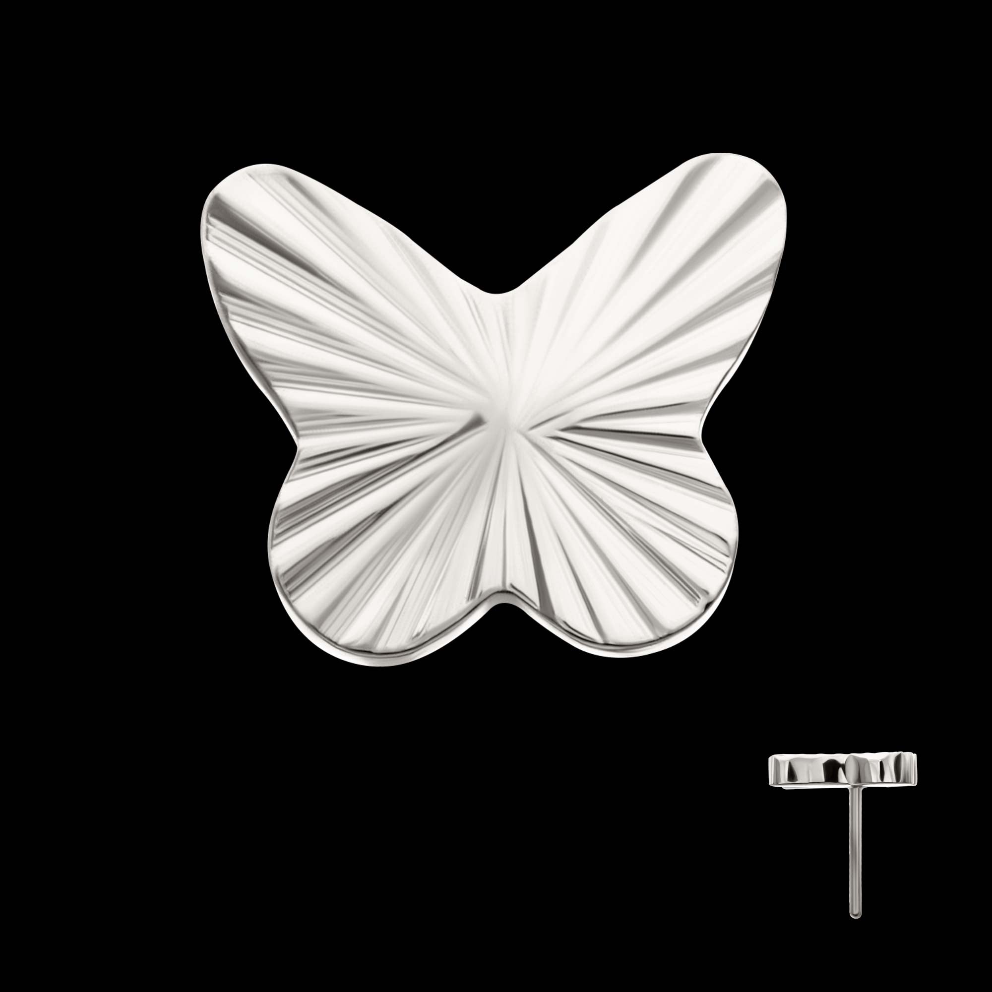 Corrugated Butterfly Flatback Stud Earring / Nosering - Titanium