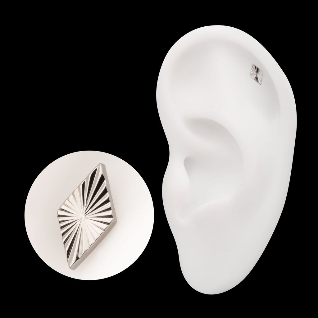 Corrugated Rhombus Flatback Stud Earring / Nosering - Titanium