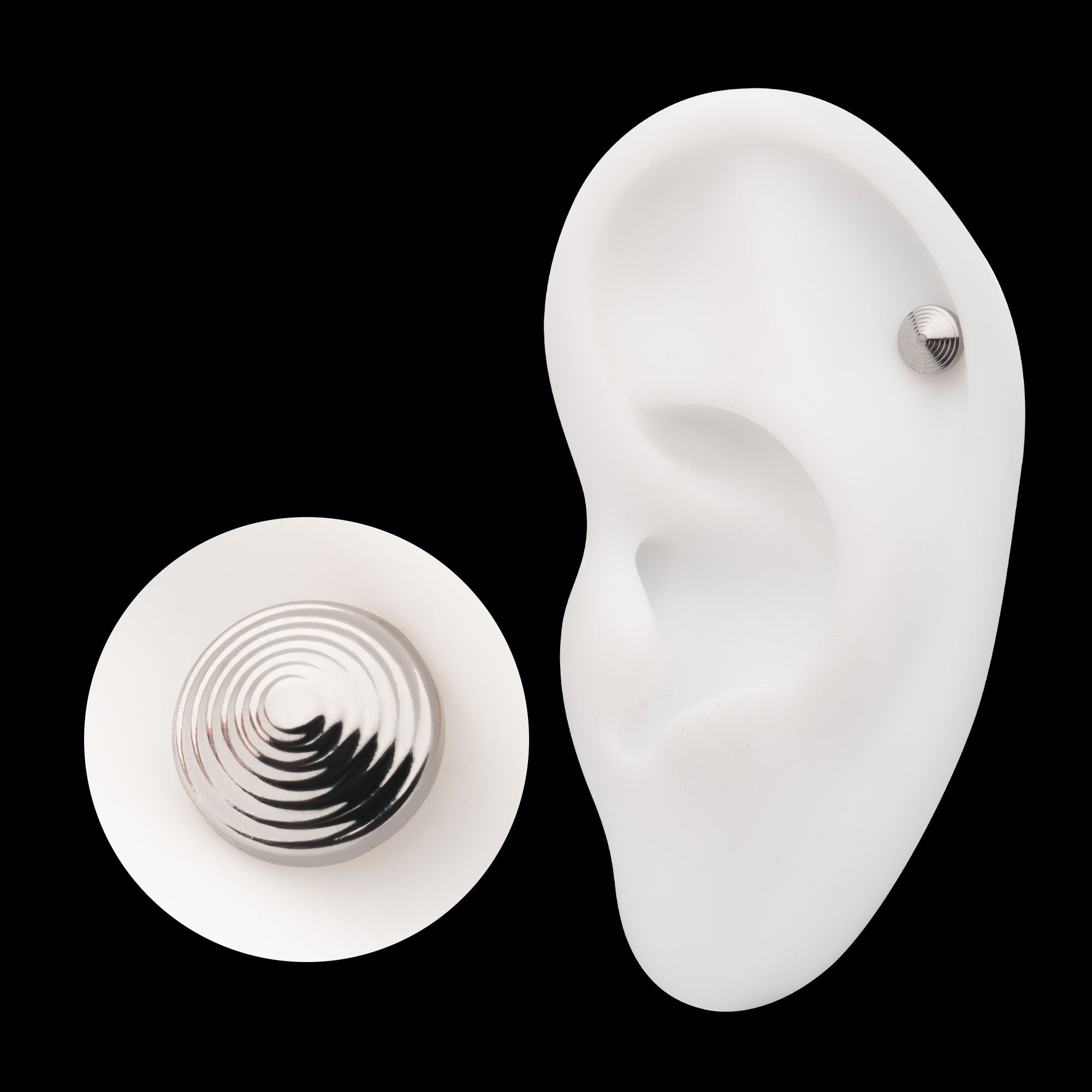 Tiered Dome Disk Flatback Stud Earring / Nosering - Titanium