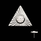 Corrugated Triangle with Bezel Gem Flatback Stud Earring / Nosering - Gem in Titanium