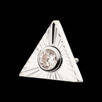 Corrugated Triangle with Bezel Gem Flatback Stud Earring / Nosering - Gem in Titanium