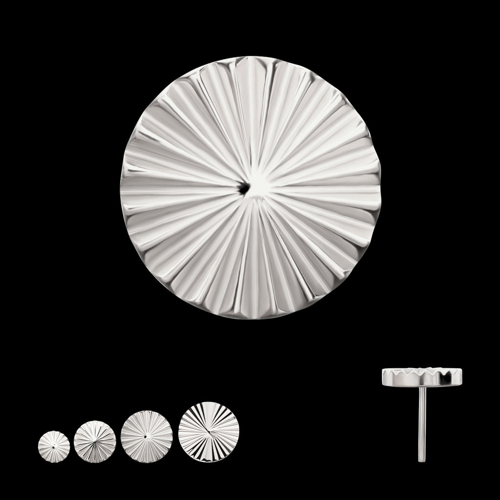 Radiant Corrugated Round Flatback Stud Earring / Nosering - Titanium
