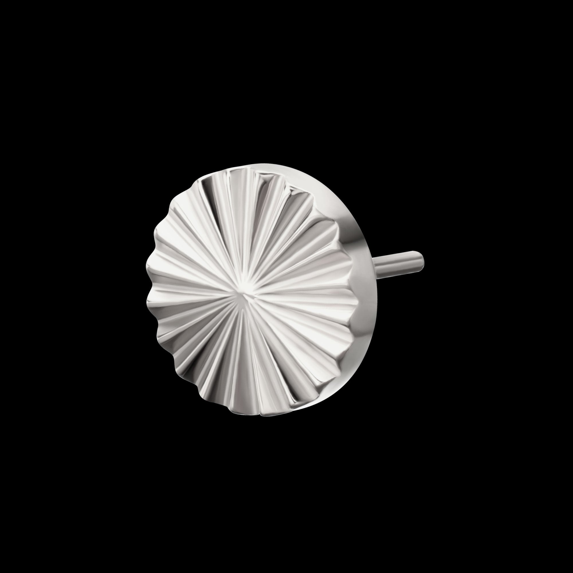 Radiant Corrugated Round Flatback Stud Earring / Nosering - Titanium