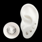 Radiant Corrugated Round Flatback Stud Earring / Nosering - Titanium