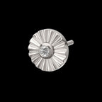 Radiant Corrugated Round with Bezel Gem Flatback Stud Earring / Nosering - Gem in Titanium