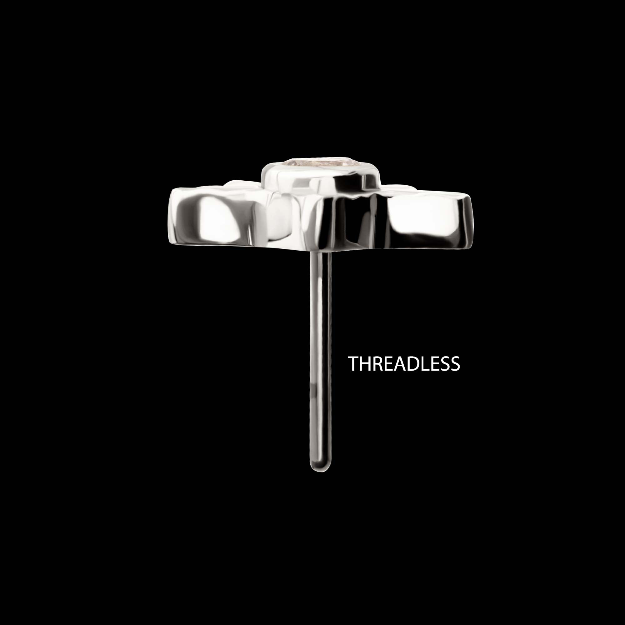 Corrugated Star with Bezel Gem Flatback Stud Earring / Nosering - Gem in Titanium