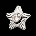 Corrugated Star with Bezel Gem Flatback Stud Earring / Nosering - Gem in Titanium