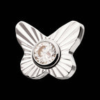 Corrugated Butterfly with Bezel Gem Flatback Stud Earring / Nosering - Gem in Titanium