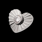 Corrugated Heart with Bezel Gem Flatback Stud Earring / Nosering - Gem in Titanium