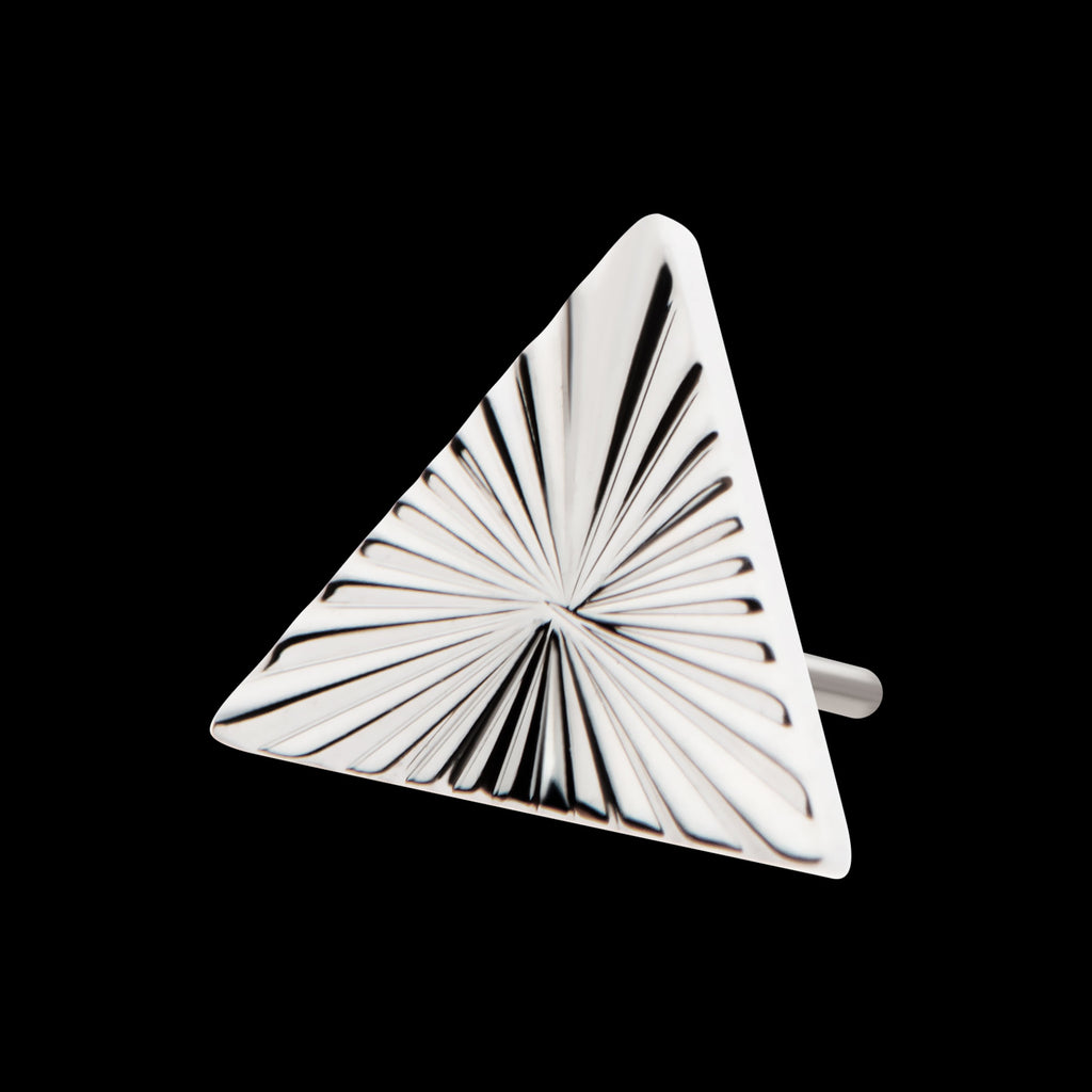 Corrugated Triangle Flatback Stud Earring / Nosering - Titanium