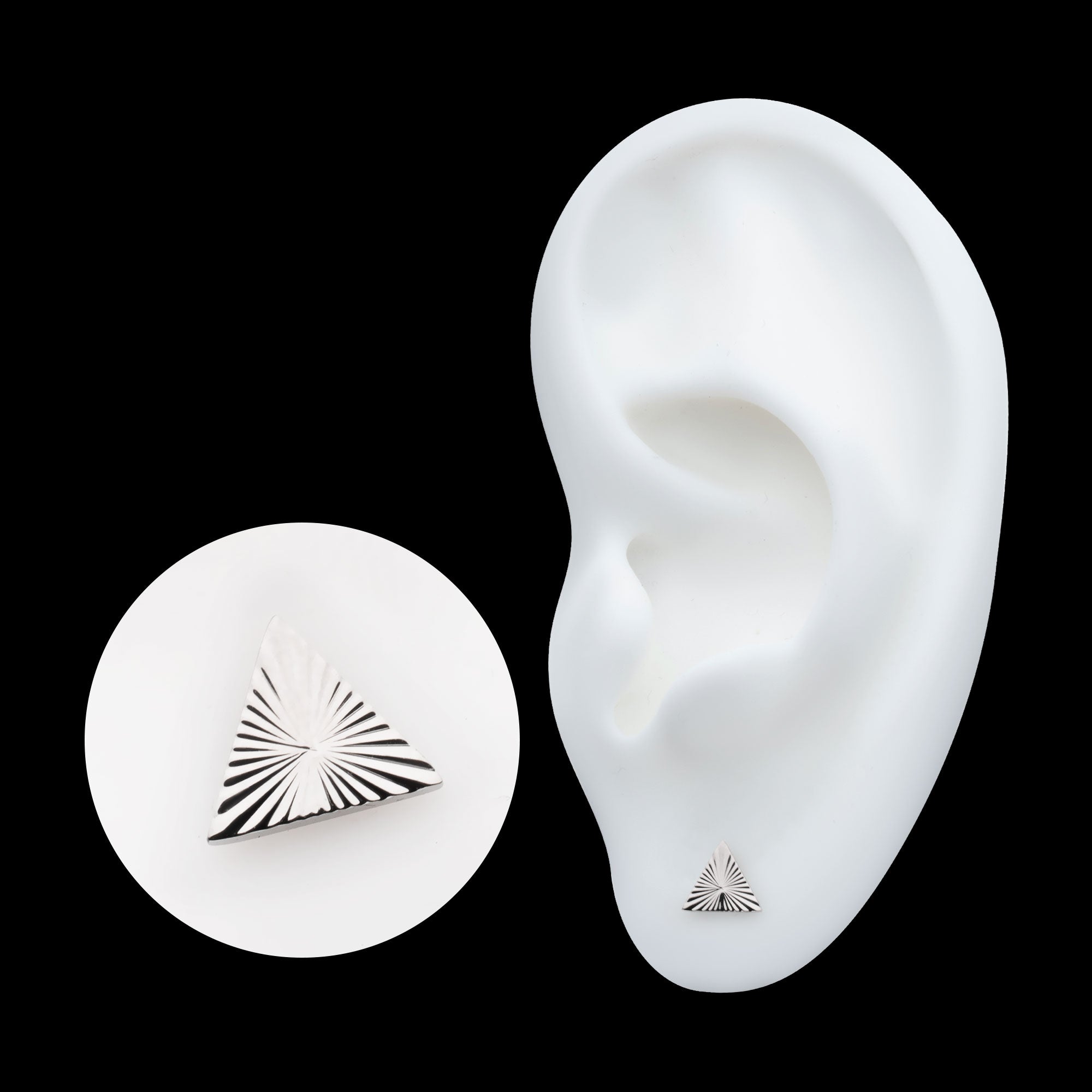 Corrugated Triangle Flatback Stud Earring / Nosering - Titanium