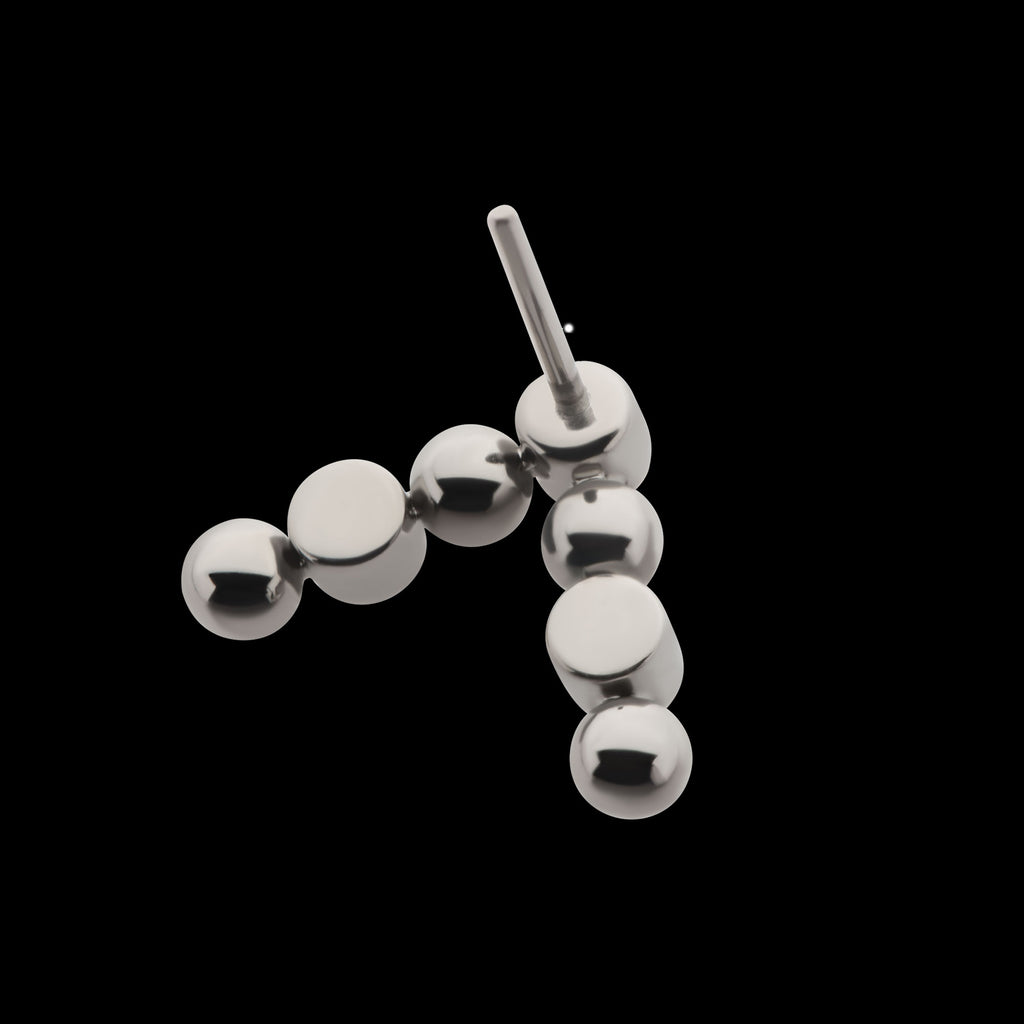 Beads & Bezel Set Round CZ Cluster Chevron Flatback Stud Earring / Nosering - CZ in Titanium