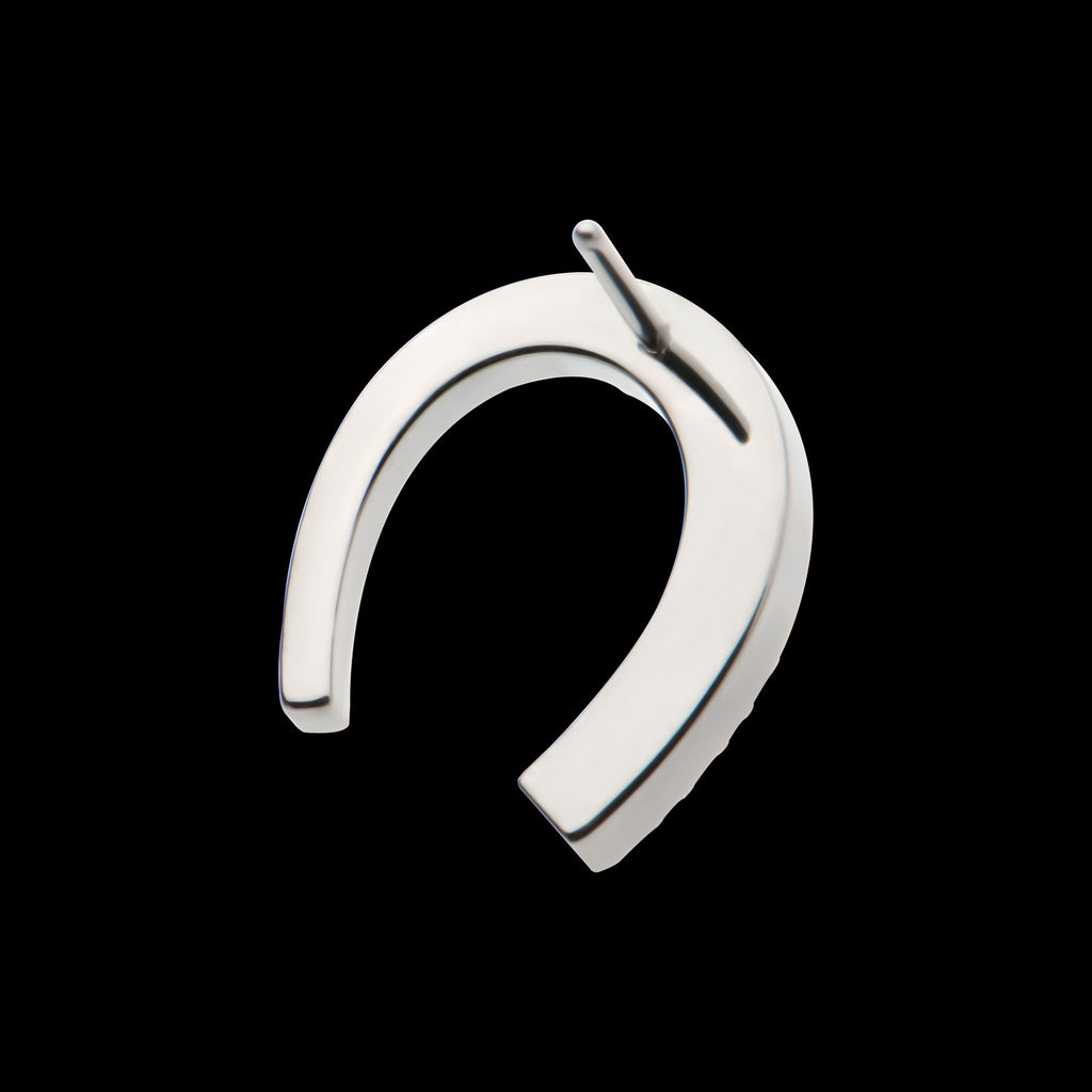 Paved Round CZ Horseshoe Shape Flatback Stud Earring / Nosering - CZ in Titanium