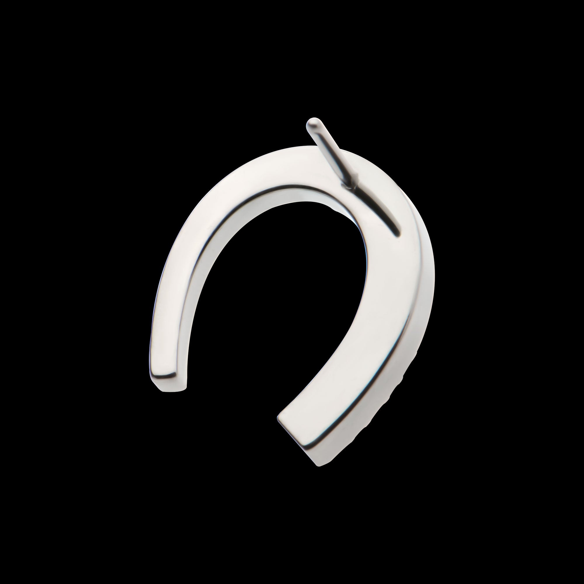 Paved Round CZ Horseshoe Shape Flatback Stud Earring / Nosering - CZ in Titanium