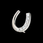 Paved Round CZ Horseshoe Shape Flatback Stud Earring / Nosering - CZ in Titanium